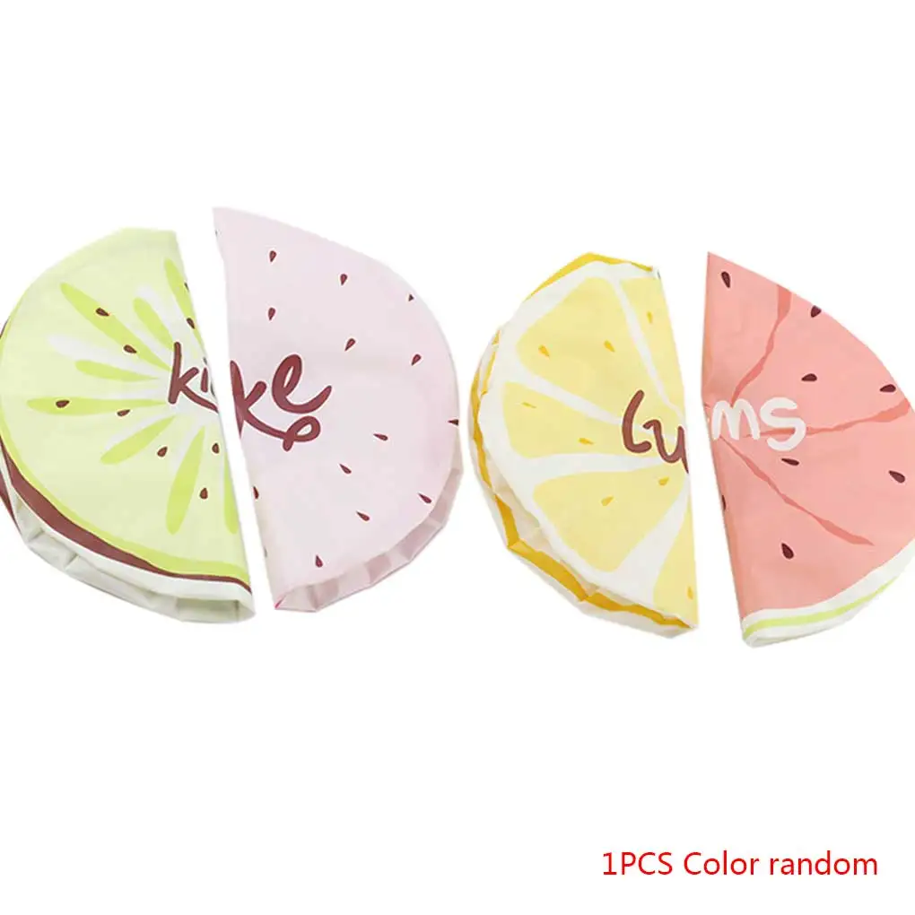 

1pcs Random Color Waterproof Shower Cap PVC Thicken Cartoon Printing Bath Hat Elastic Bathing Cap Bathroom Accessories