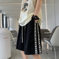 2022 summer new hong kong style fashion mens stitching woven striped shorts outdoor leisure sports mens shorts
