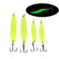luminous spinner spoon metal lures 5g 7g 10g 13g feather treble hook artificial bait for bass trout pesca fishing tackle 1 pc