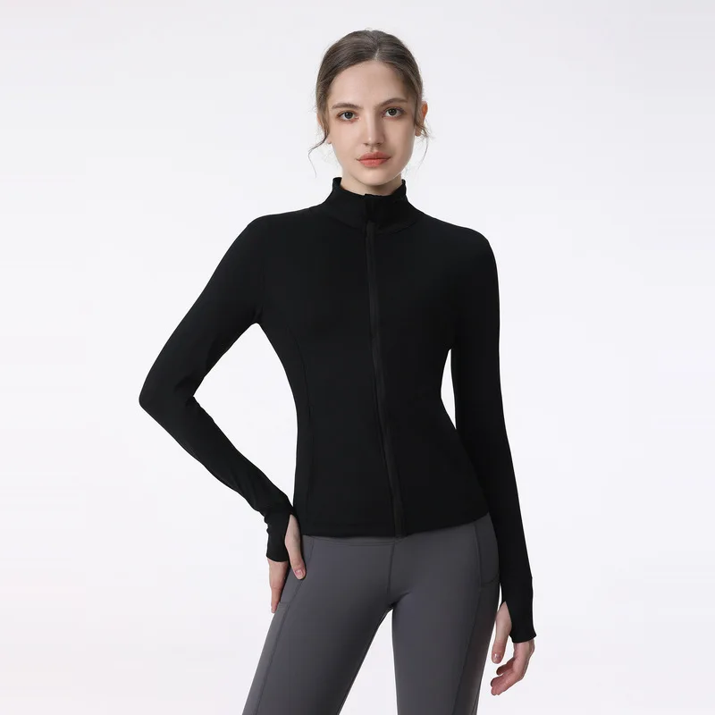 

lululemoni Yoga New Standing Collar Sports Coat Women Quick Dried Yoga Top Running Professional Fitness Suit Tight Long Sleeve