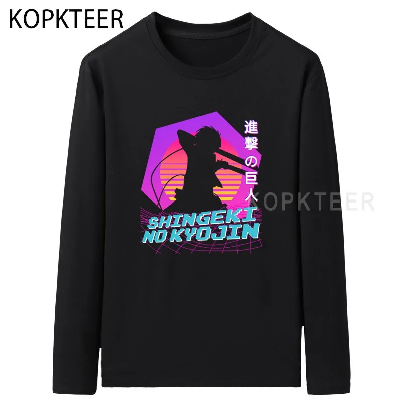 

Attack on Titan Vaporwave Japanese Anime T-shirts Men Kawaii Cartoon Autumn Tops Graphic Tees Unisex Harajuku T Shirt Male 2022