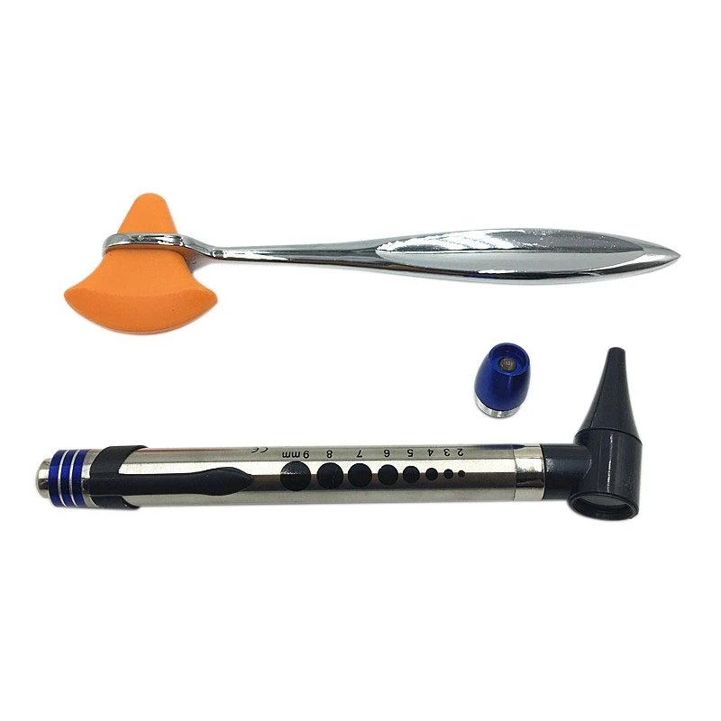 

Otoscope Set LED Diagnostic Kits Otoscope Ear Tools Penlight Triple-Cornered Knee Hammer Diagnostic Percussion Hammer