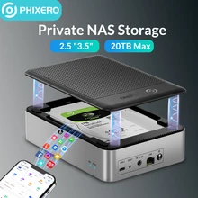 PHIXERO 3.5"SATA Private NAS Storage HDD/SSD Hard Drive Enclosure Network Box With Automatic Backup Remote Access Cloud Server