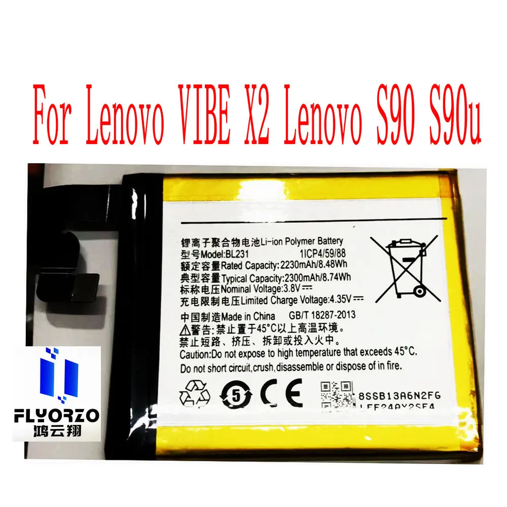 High Quality 2300mAh BL231Battery For Lenovo VIBE X2 Lenovo S90 S90u Mobile Phone