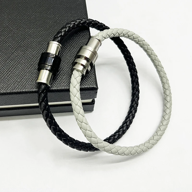 LAN MB Bracelet Luxury Designe PU Leather Stainless Steel Magnetic Buckle Blue Red Hand Strap Love Gift