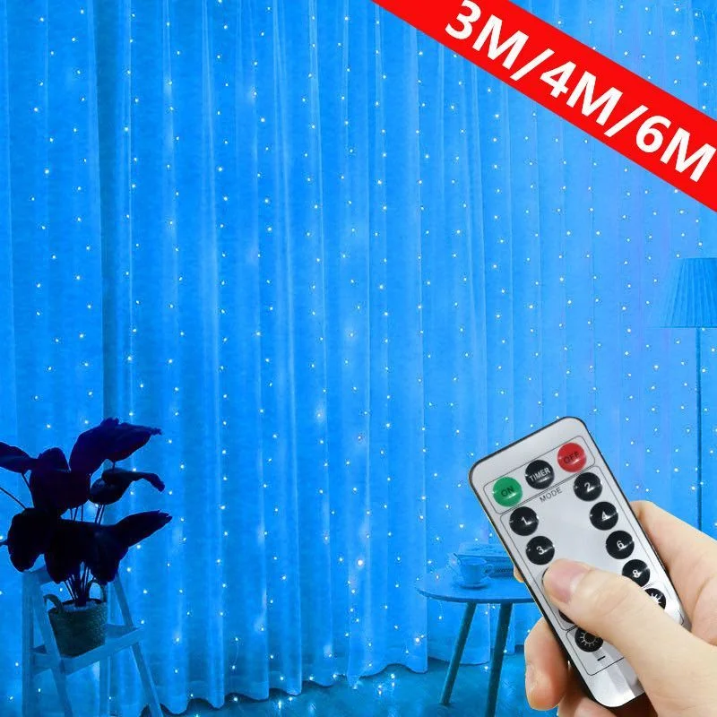 

3M/4M/6M Curtain Garland LED String Lights Festival Decoration 8 Modes USB Remote Control Wedding Fairy Lights Christmas Light