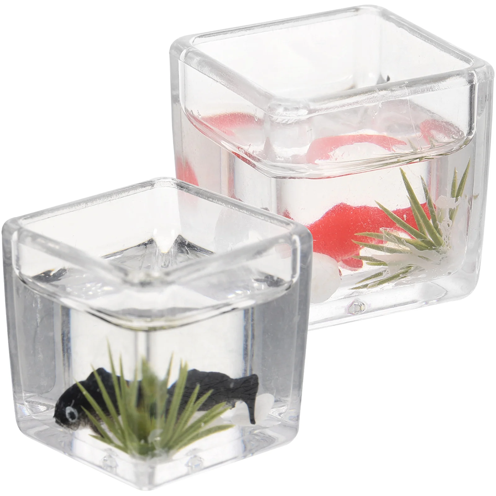 

Miniature Plastic Fish Bowls House Props Office Desk Accessories Tank Decor