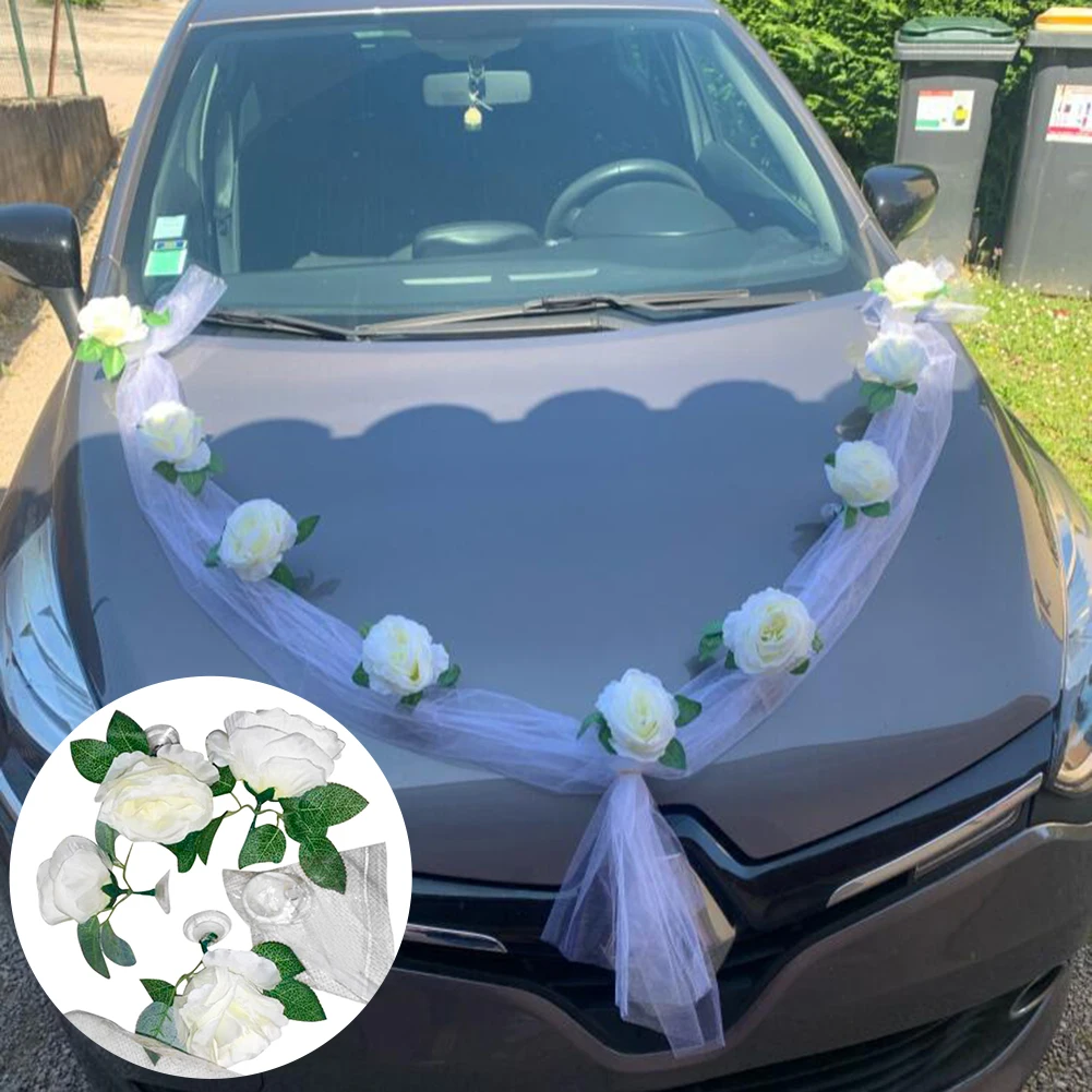 Белая роза Искусственный цветок для свадебного украшения автомобиля Свадебные