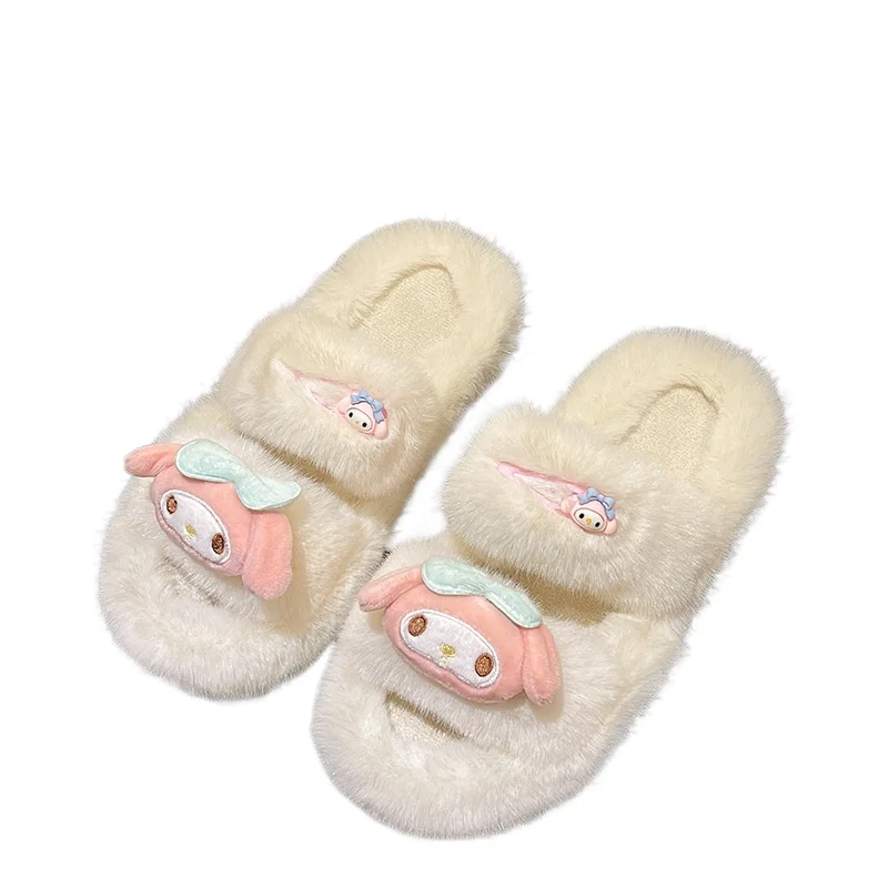 Sanrio осенне-зимняя милая теплая домашняя женская обувь Melody нескользящие плюшевые