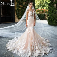 luxury appliques embroidery mermaid wedding dresses 2021 sexy backless cap sleeve court train vintage trumpet bridal gowns