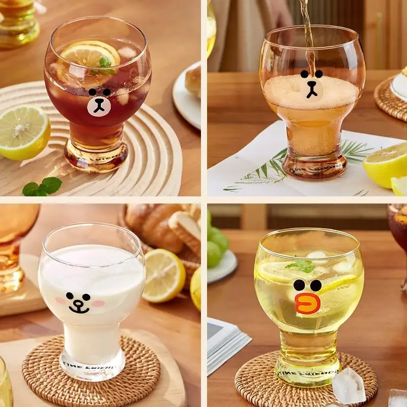 

LINE Brown Cartoon Beer Mug Kawaii Fashion Household High Capacity Juice Milk Coffee Cup Reunion Personality Water Glass Gift