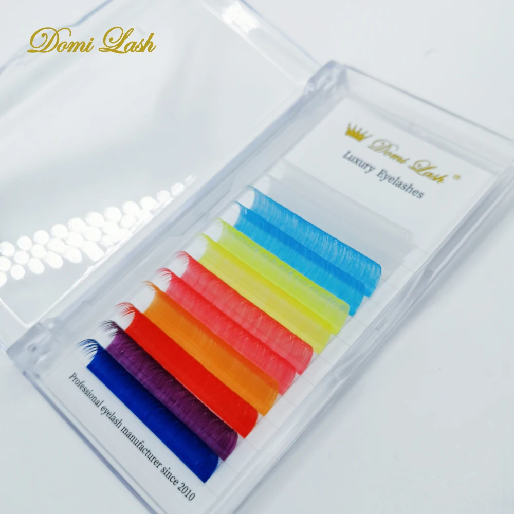 

Domi Lash Mix Color Flase Eyelash Extensions Red Purple Blue Pink White Color Fake Individual Russian Volume Lashes Clusters