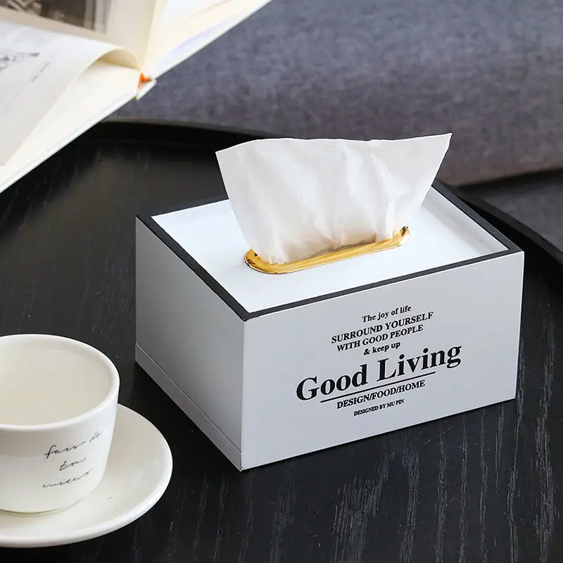 

Wooden Tissue Boxes with Letters European Style Napkin Holder with Cover Simple Tissue Rack Storage Box Kitchen Accessories