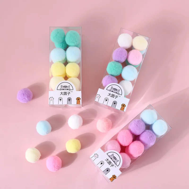 

Macaron Color Self-hi Interactive Gift Box Supplies Pet Cat Toys Interactive Ball Cat Dog Mute Toy Polyester Bouncy Ball