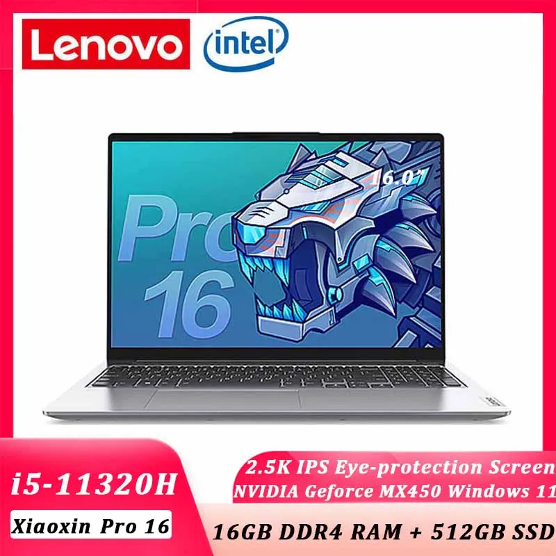 

Lenovo Pro 16 laptop Xiaoxin i5-11320H 16GB RAM 512GB SSD 16 inch Win11 Geforce MX450 FHD IPS screen Notebook computer Ultraslim