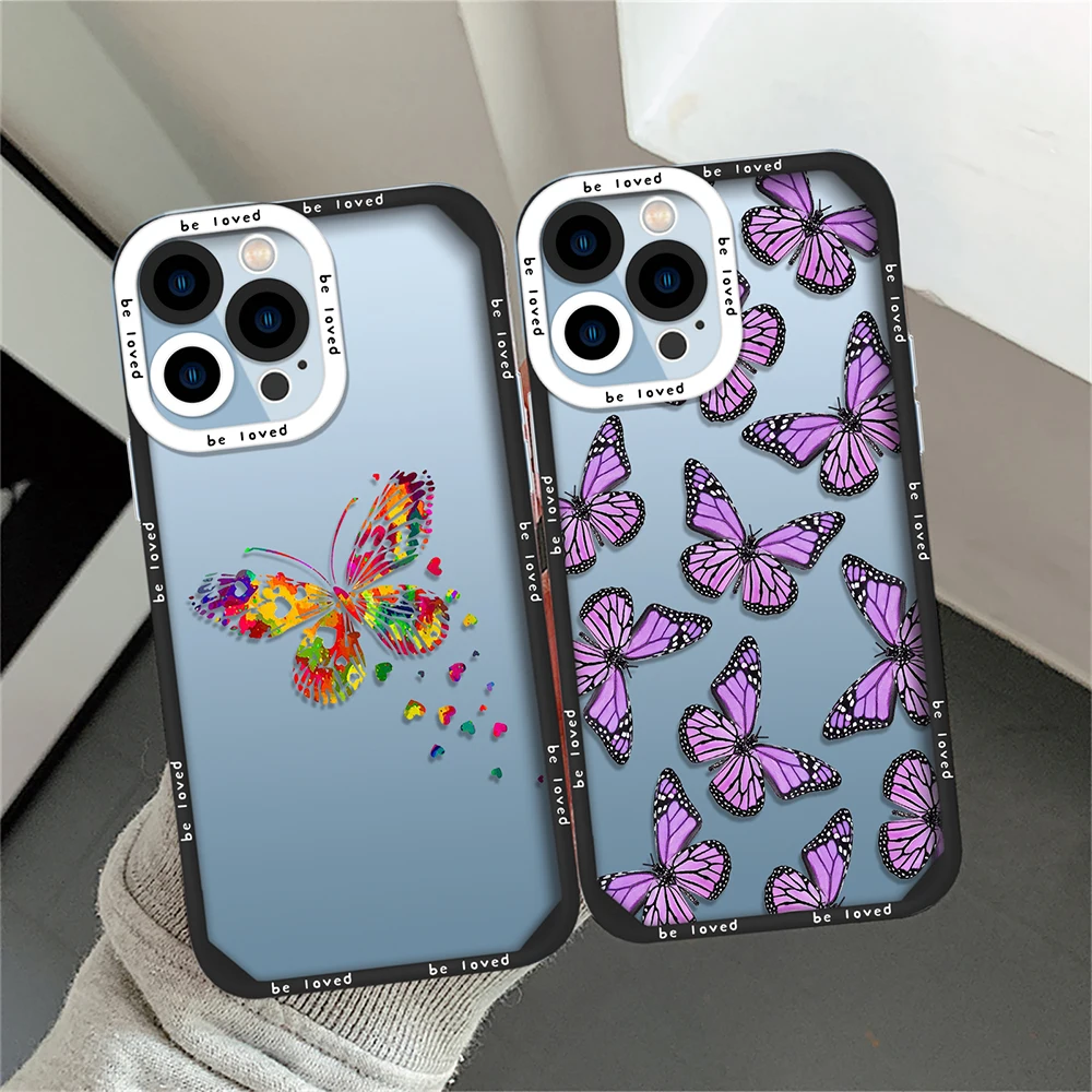 

Fashion Butterfly Soft Phone Case for iPhone 14 13 11 12 Pro Max Mini XS XR X 7 8 Plus Silicone Back Cover Shockproof Clear Capa