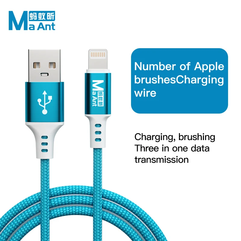 

MaAnt 3in1 Brushdata Charing Cable for Phone Pad Pod Charging Automatic Recovery Mode Fast Charging Data Transmission Wire