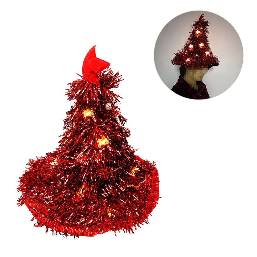 

1PC Christmas Hat Festive LED Light Hat Costume Accessories Cosplay Hat Photo Props for Kids Adults Red