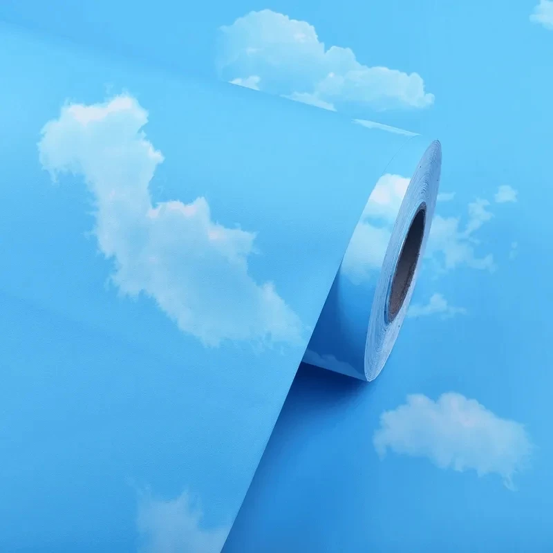 5m 3D Wallpaper Blue Sky And White Clouds PVC Self-adhesive Home Decoration Film Waterproof Sticker Living Room Background Mural |