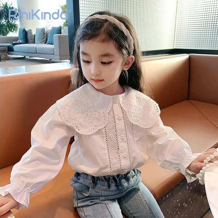 

Baby Girls Shirts Children Tops 2023 New Long Sleeve Blouse Solid Sweet Cardigan Kids Shirt For Toddler Autumn Blouse