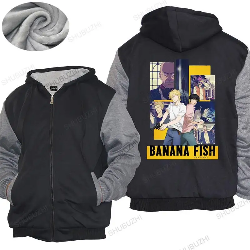 

Men Cotton hoodies winter Brand warm coat Anime Banana Fish Women Men Cartoon warm coat unisex thick hoody loose style