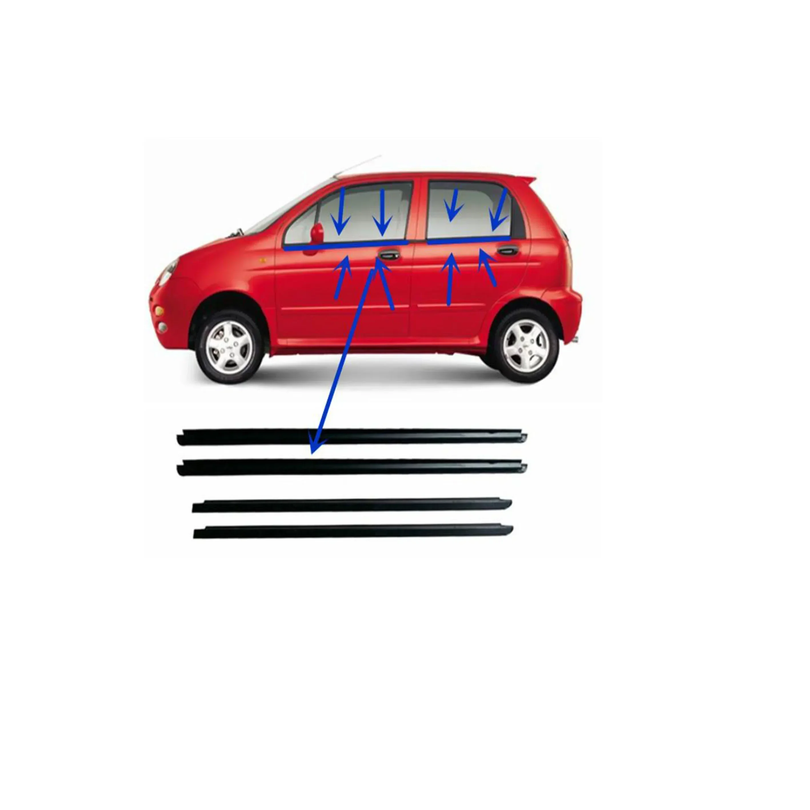 4-х шт. резиновая наружная оконная стеклянная лента для Chery QQ Hatchback черная
