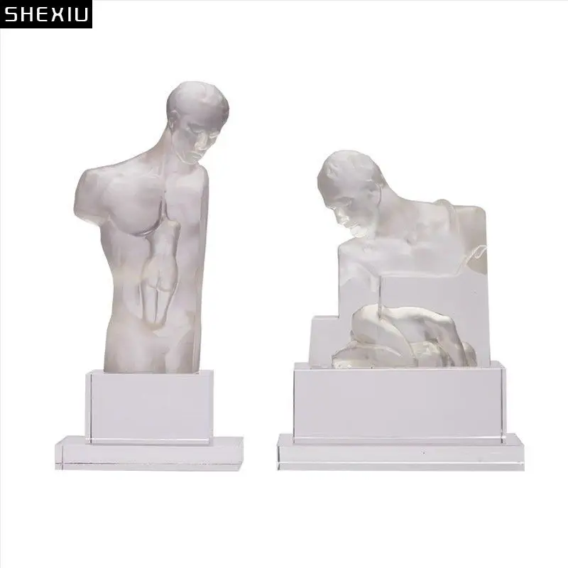 

Abstract Character Resins Statue Desk Decoration Crystal Base Transparent Figure Sculpture Ornaments Living Room Furnishings