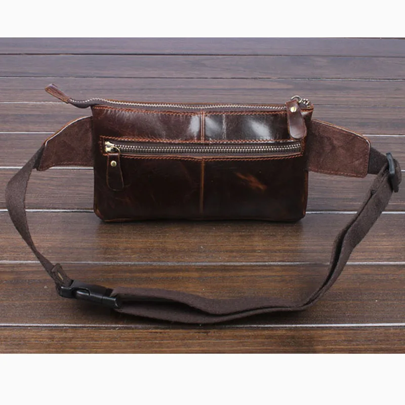 Men Waist Bag Genuine Leather Vintage Travel Cell/Mobile Phone Hip Bum Belt Pouch Fanny Pack Waist Purse Bag
