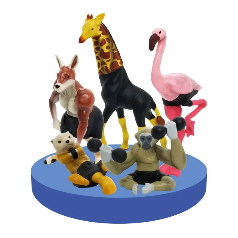 

Japan SO-TA Gashapon Toy Muscle Gymnastics Animal Kangaroo Otter Flamingo Long Strong Deer Gacha Capsule Table Ornaments Gifts