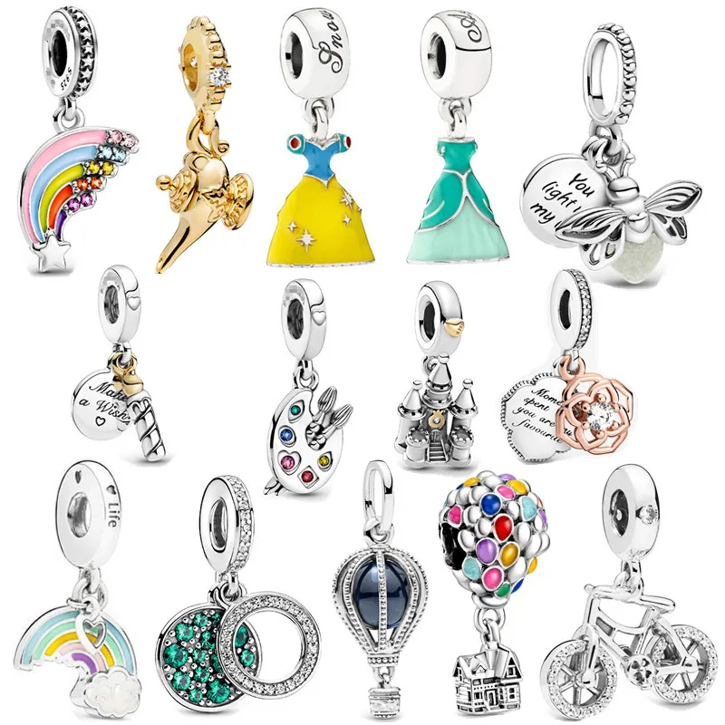 

100% 925 sterling silver firefly rainbow charm balloon pendant fit pandora bracelet women fine jewelry making birthday gift