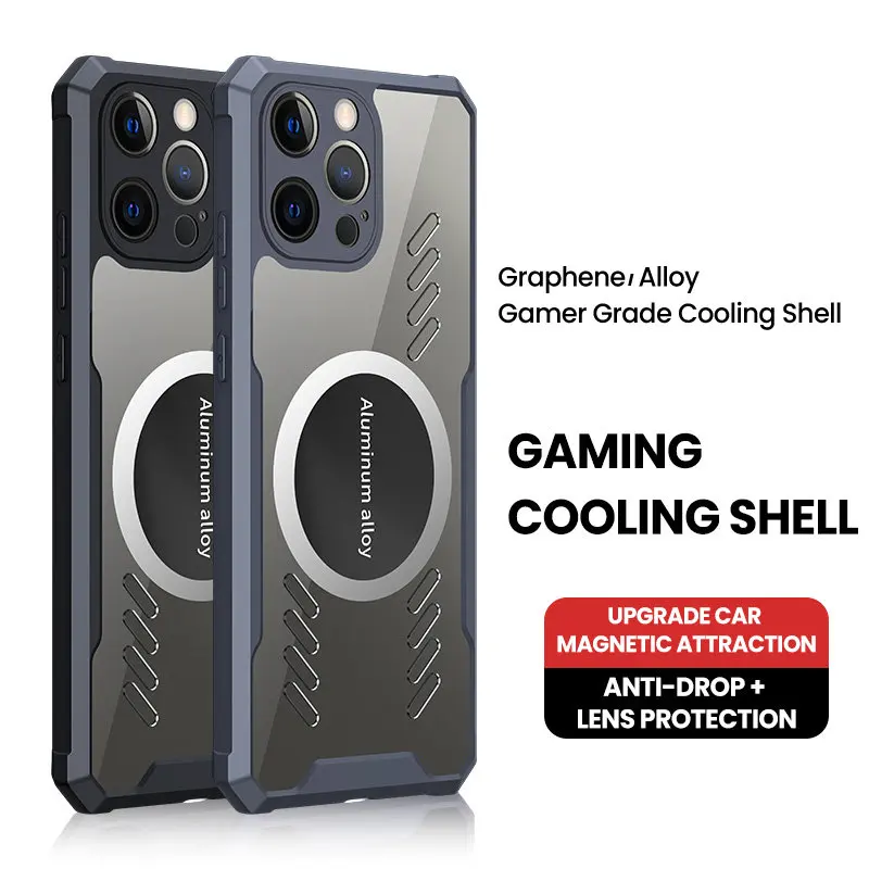 

For iPhone 13Pro Heat Dissipation Cooling Armor Phone Case For iPhone 12 11 13 Pro Max 11 Magnetic Shockproof Bumper Back Cover