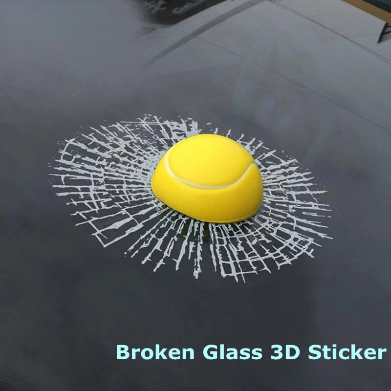 

Стайлинг автомобиля, сломанное стекло, 3D наклейка, бейсбол, футбол, теннис, стерео, автомобиль, блестящее самоклеящееся искусственное стекл...