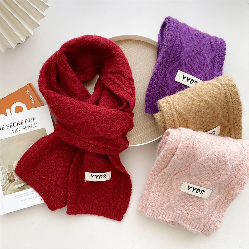 

2022 зимние толстые теплые зимние шарфы длинный размер имитация кашемира облегающий шейный платок унисекс однотонный вязаный крючком шарф