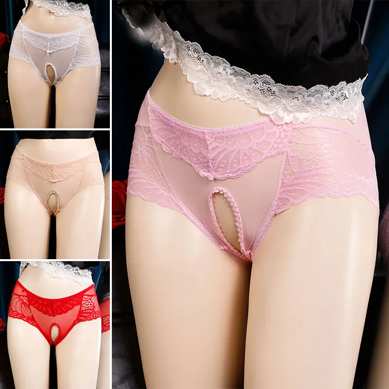 

Transparent Briefs Soft Mesh Crotchless Panties See Through Ultra-thin Underpants Perspective Open Crotch Triangular Underwear