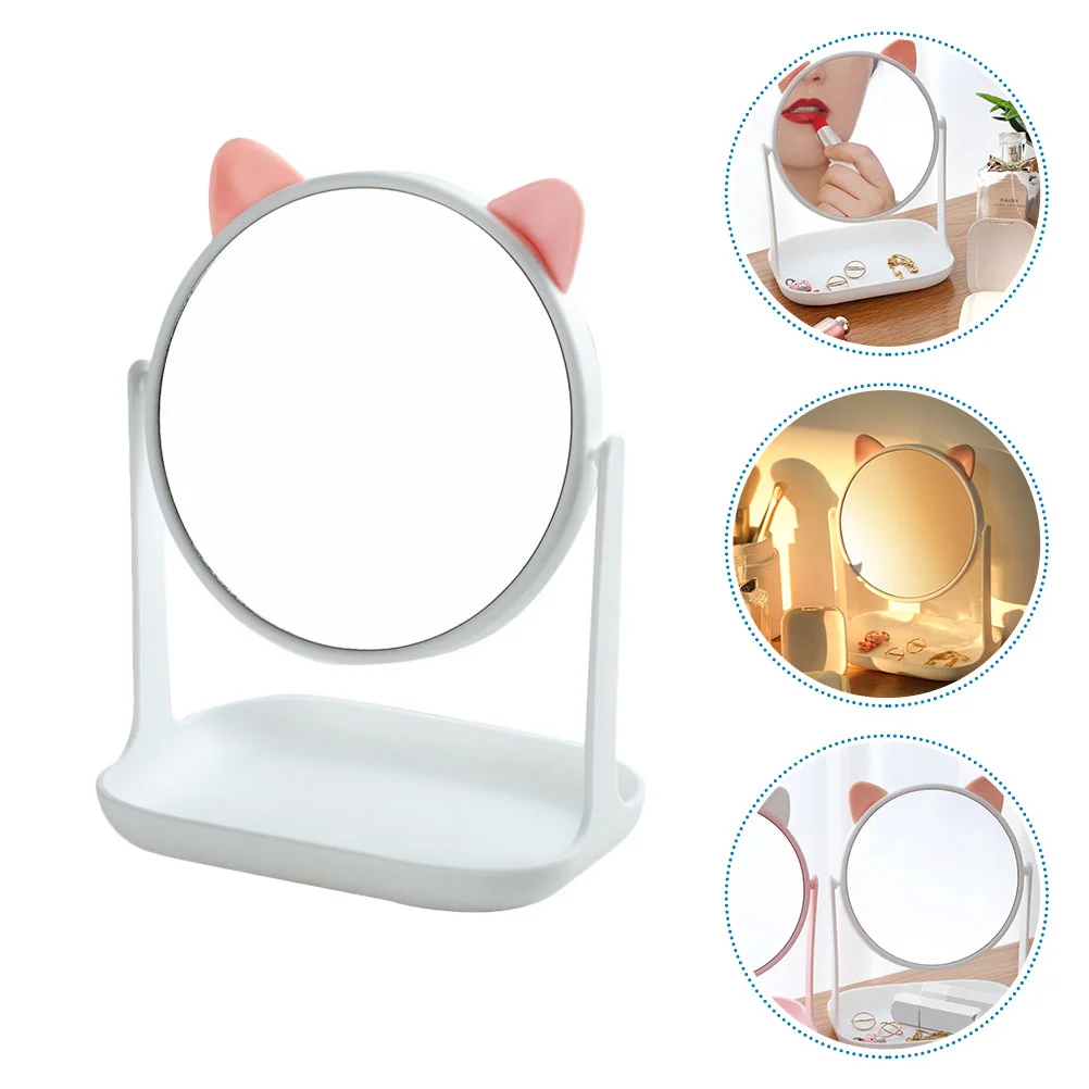 

1pc Girl Desktop Makeup Mirror Lovely Practical Makeup Mirror Vanity Mirror for Home Office Dormitory Use
