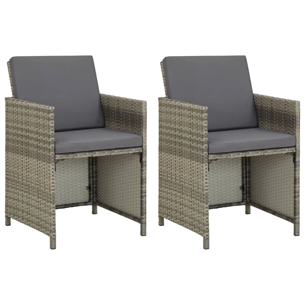 

Outdoor Patio Chairs Deck Garden Outside Furniture Set Balcony Lounge Chair Decor 2 pcs with Cushions Poly Rattan Gray