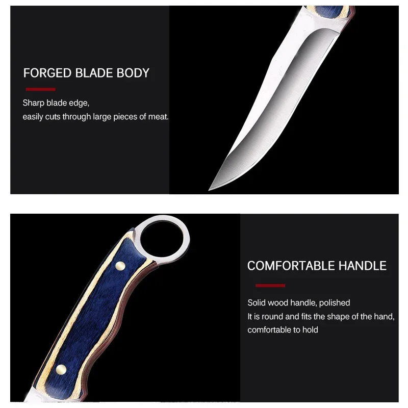 Монгольский нож для мяса карманный резец с деревянной ручкой