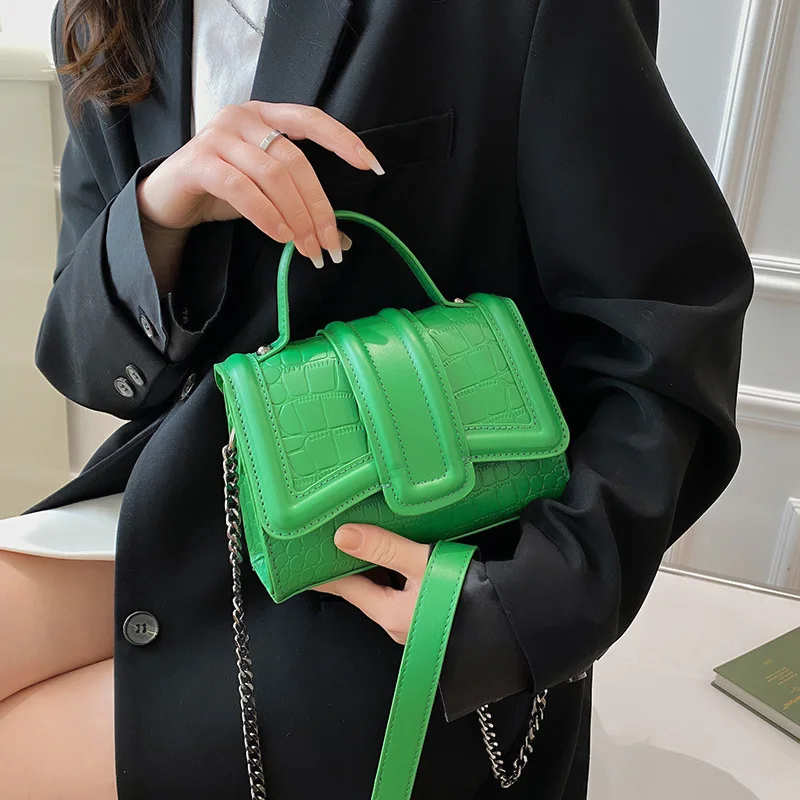 

Роскошные Сумки из искусственной кожи аллигатора, дизайнерская сумка через плечо с цепочкой, модные сумки через плечо с крокодиловым узоро...