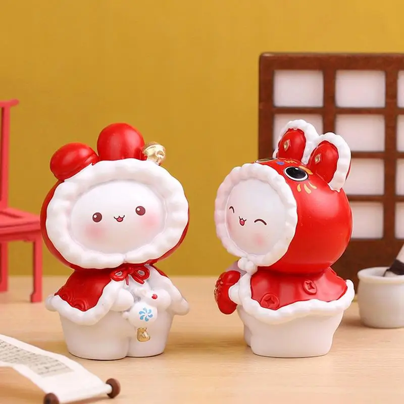 

Rabbit Table Decor Resin Rabbit Figure Bunny Figurines Miniature Lucky Rabbit Statue Chinese Zodiac Ornaments For New Year