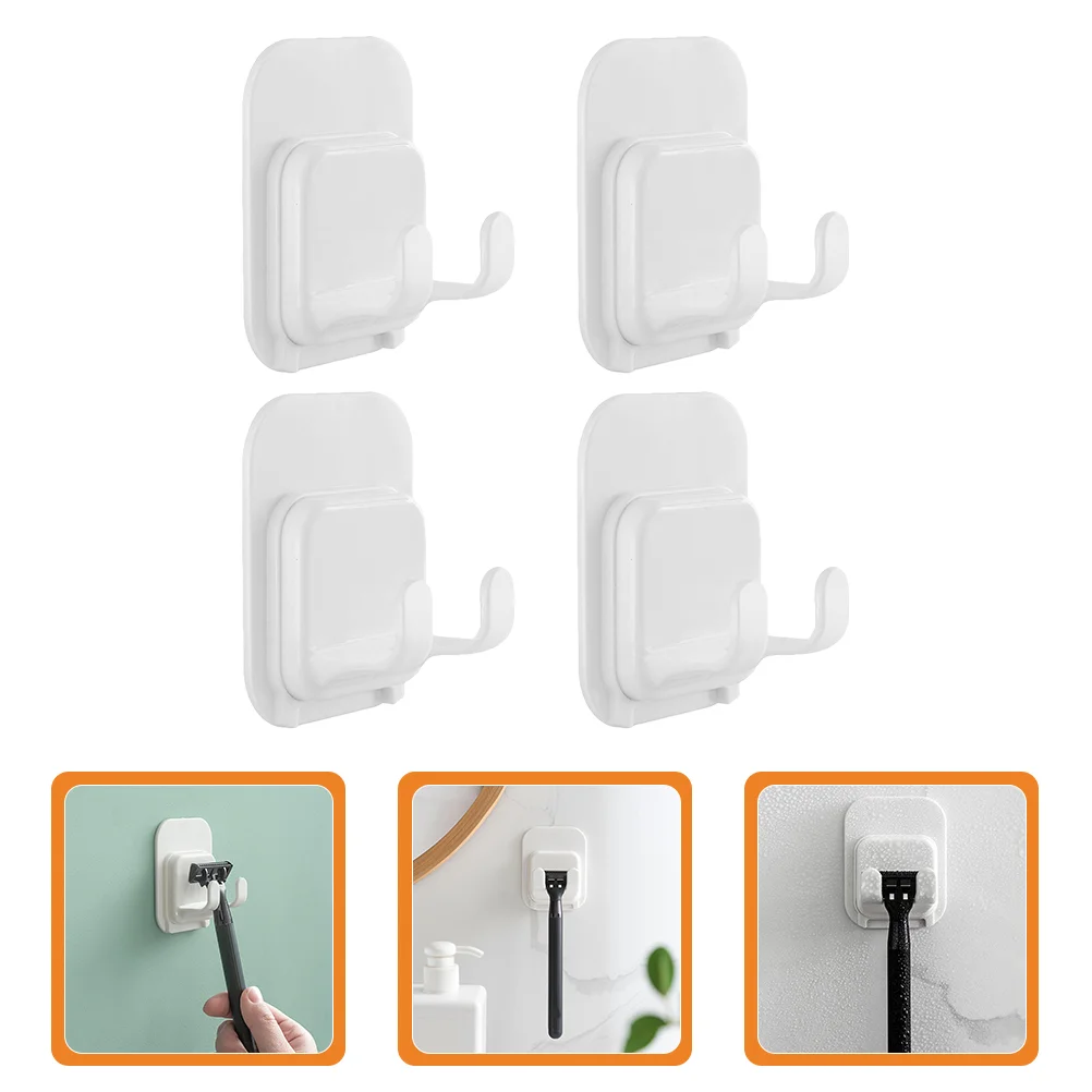 

4pcs Razor Holder Adhesive Shaver Hook Electric Shaver Organizer for Bathroom