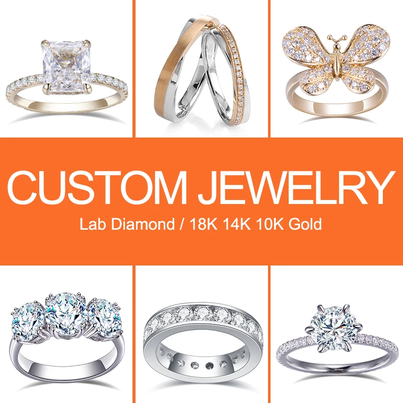 Custom Ring 18K 14K 10K Gold Engagement Wedding Band Lab Diamond Moissanite Platinum CAD Drawing Design For Woman