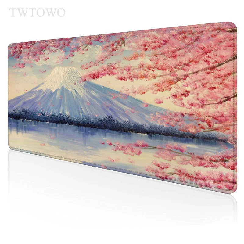 

Mount Fuji Cherry Blossoms Sakura Mouse Pad Gamer XL Home Mousepad XXL Soft Carpet Anti Slip Computer Mouse Mat