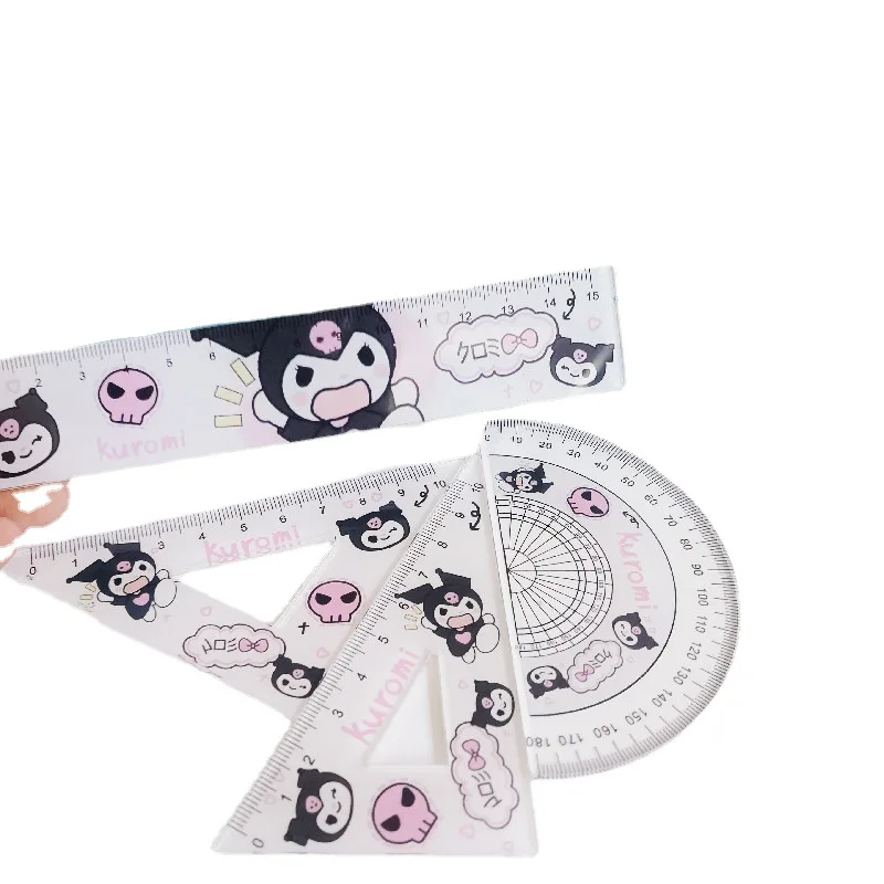 

4Pcs/set Sanrioed Pochacco Kuromi Ruler Set Geometry Maths Drawing Compass Stationery Student Rulers Mathematical for School