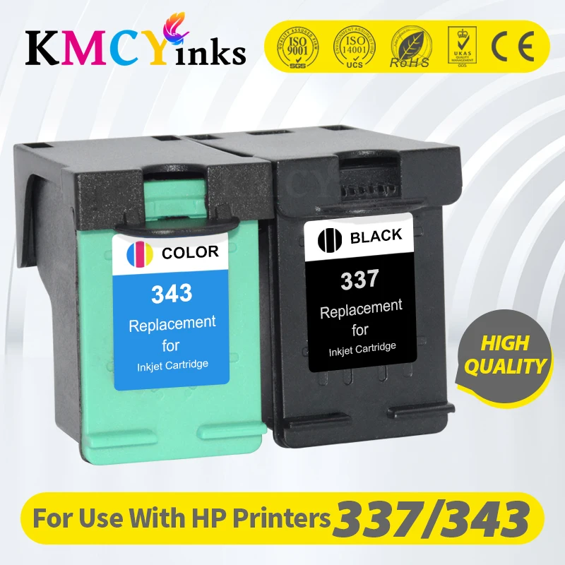 

KMCYinks 337 343 Ink Cartridges Compatible for hp337 hp343 with HP Photosmart 2575 8050 C4180 D5160 Deskjet 6940 D4160 C4150
