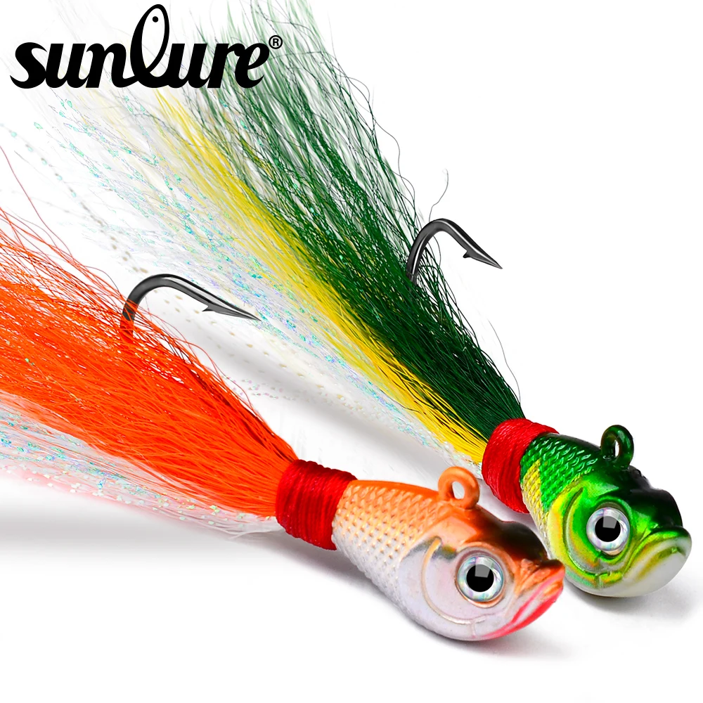 Ful Tail Jig Head Hooks 7g-56g Deer Hair Fishing Hook Barbed Fishhooks Bottom Fishing Accessories
