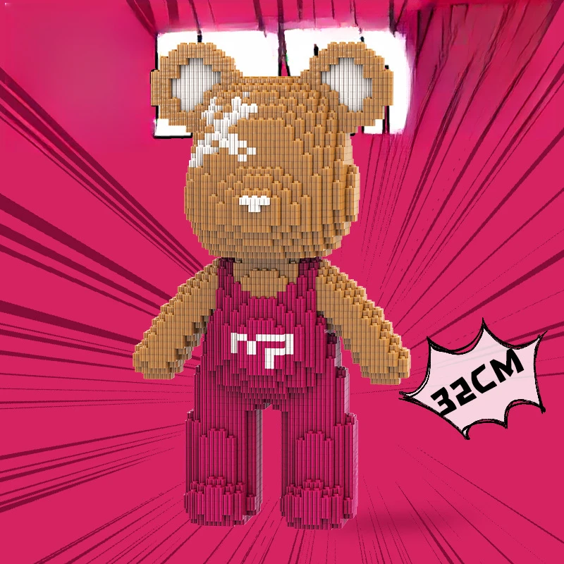 32 см Tide Play Розовый Красный Желтый Ремешок Медведь Пазл Строительный Блок Сборка 3D