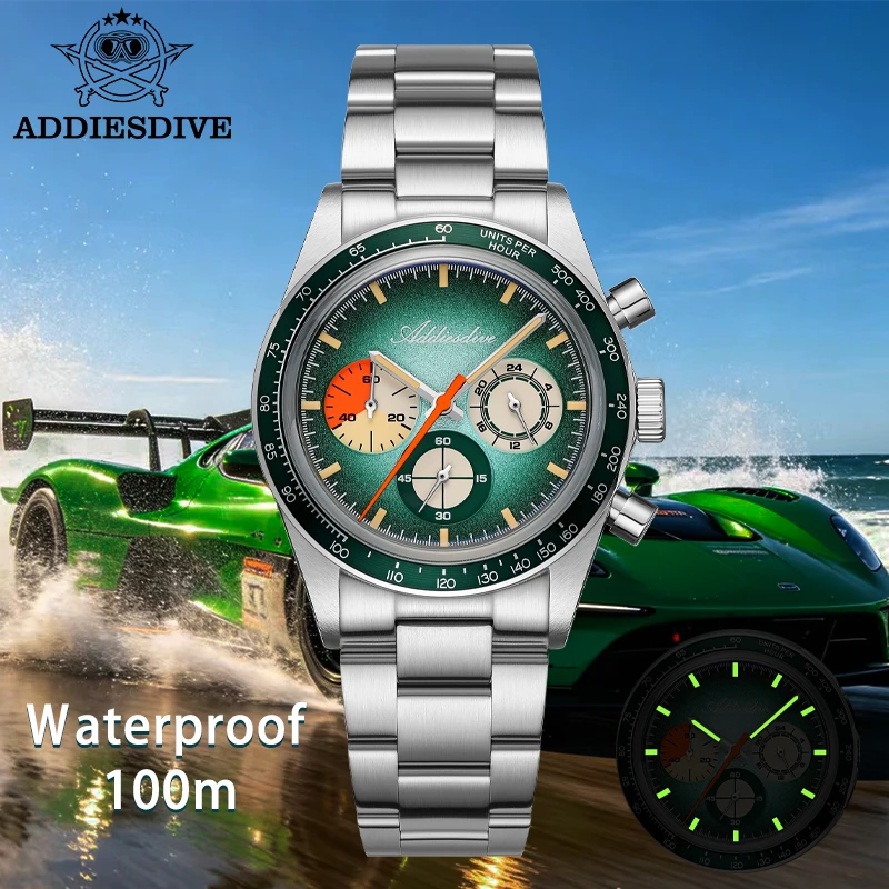 Фото Новые кварцевые наручные часы ADDIESDIVE Luxury 0S20, мужские часы с хронографом AD2551 C3, светящиеся, водонепроницаемые до 100 м, из нержавеющей стали 316L №5