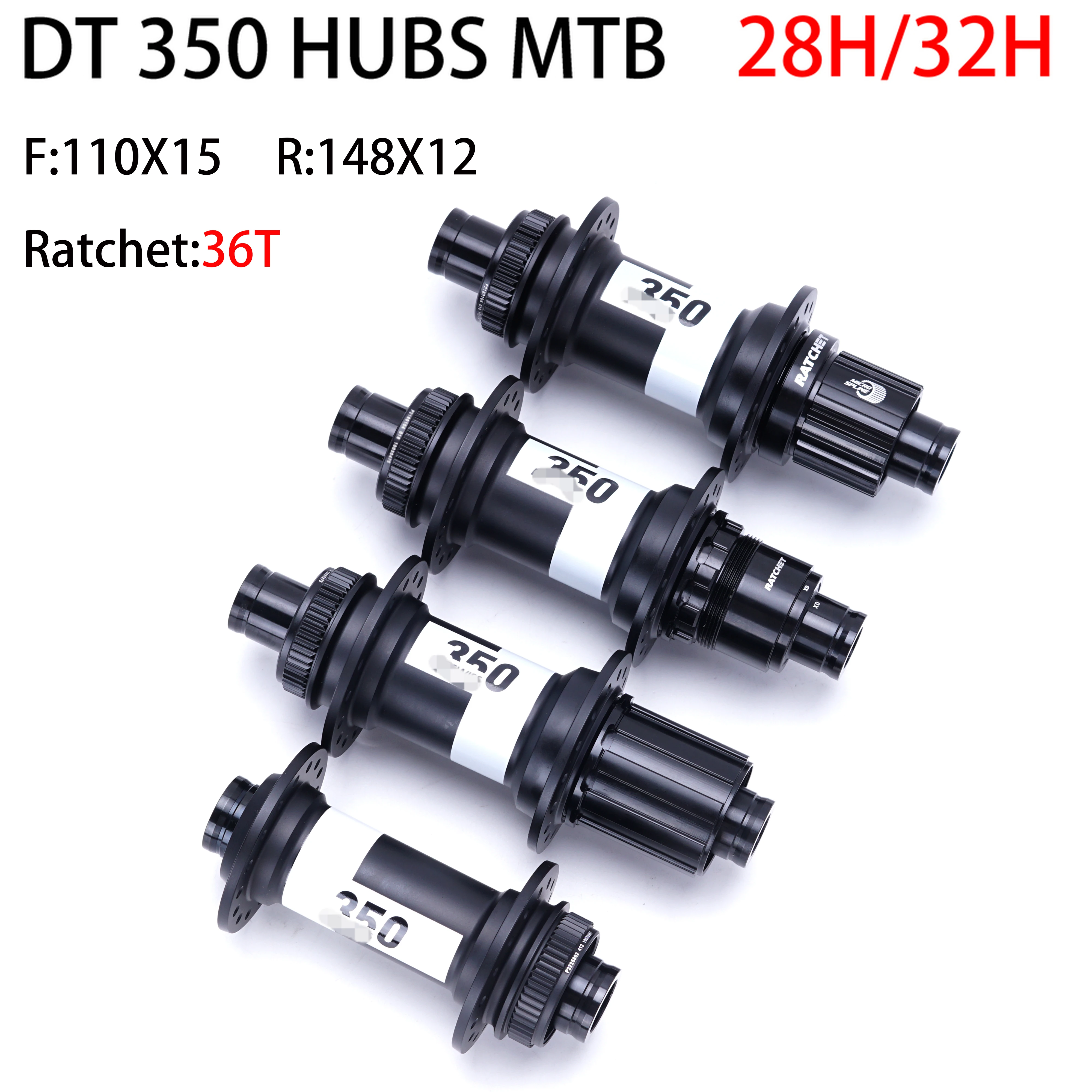 

DT Swiss 350SL MTB Classic Bike Pull Wheel Hub, Original Disc Brake Lock Center, Front 110x15 Rear 148x12 Ratchet 36T, 28H 32H