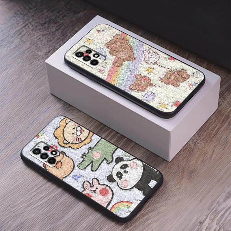 

Cute Cartoon Bear Oil Painting Phone Case For Samsung Galaxy S10 Lite S10E S10 5G S10 S9 S8 Plus Liquid Silicon Carcasa Back