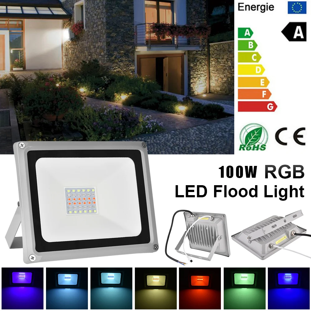 

LED RGB Flood Light with Color Remote Controller Floodlights 30W 50W 100W Outdoor Led Lamp Spotlight for Wedding Banquet Party